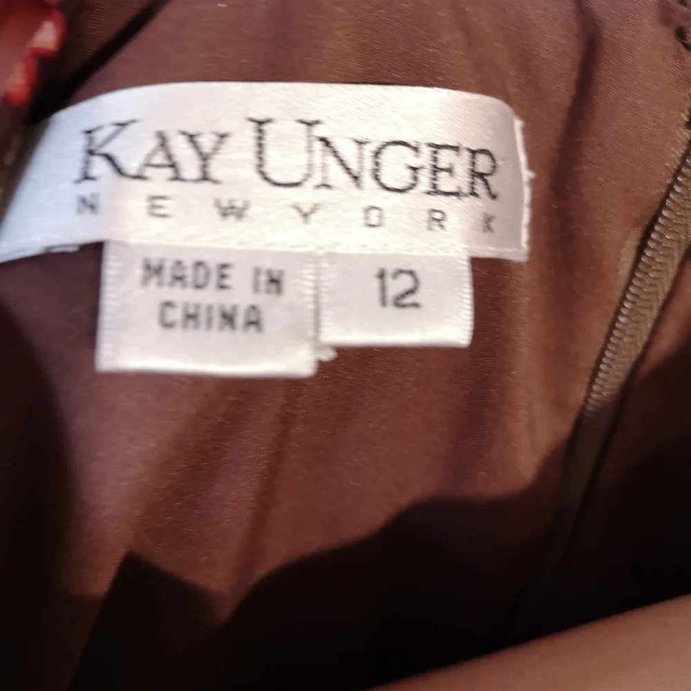 Kay Unger Women's Size 12 Floral Sleeveless Dress - Silk Wool Blend - Picture 4 of 9